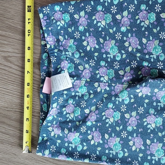 Nanette girls long pants 12 blue with green purple flower print throughout - Picture 9 of 11